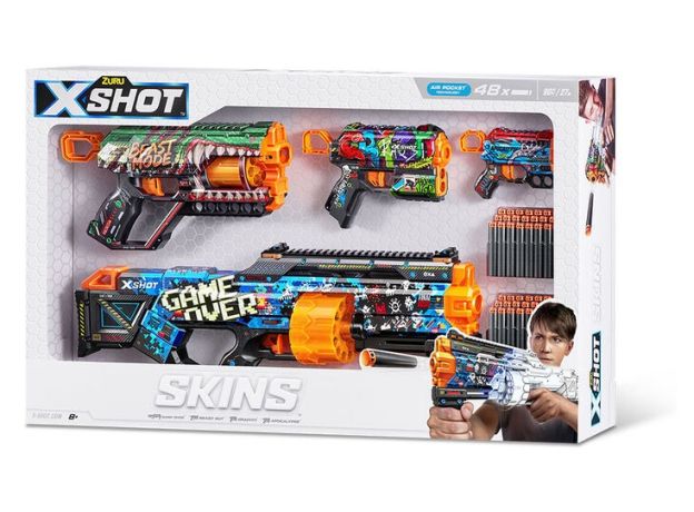 پک 4 تایی تفنگ های ایکس شات X-Shot سری Skins مدل Mix Combo, image 